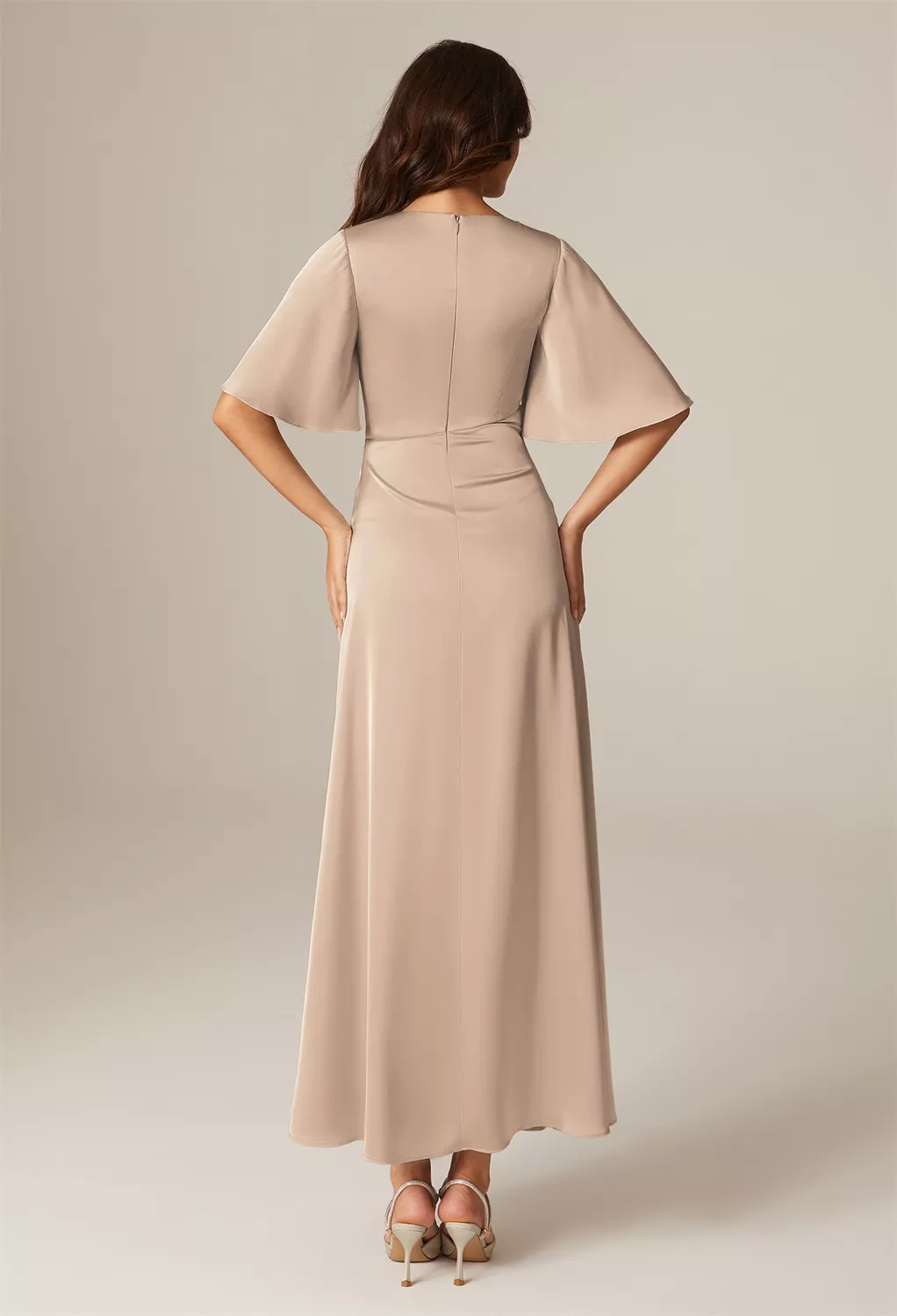 AW Gabrielle Taupe  Fall Wedding Guest Dresses